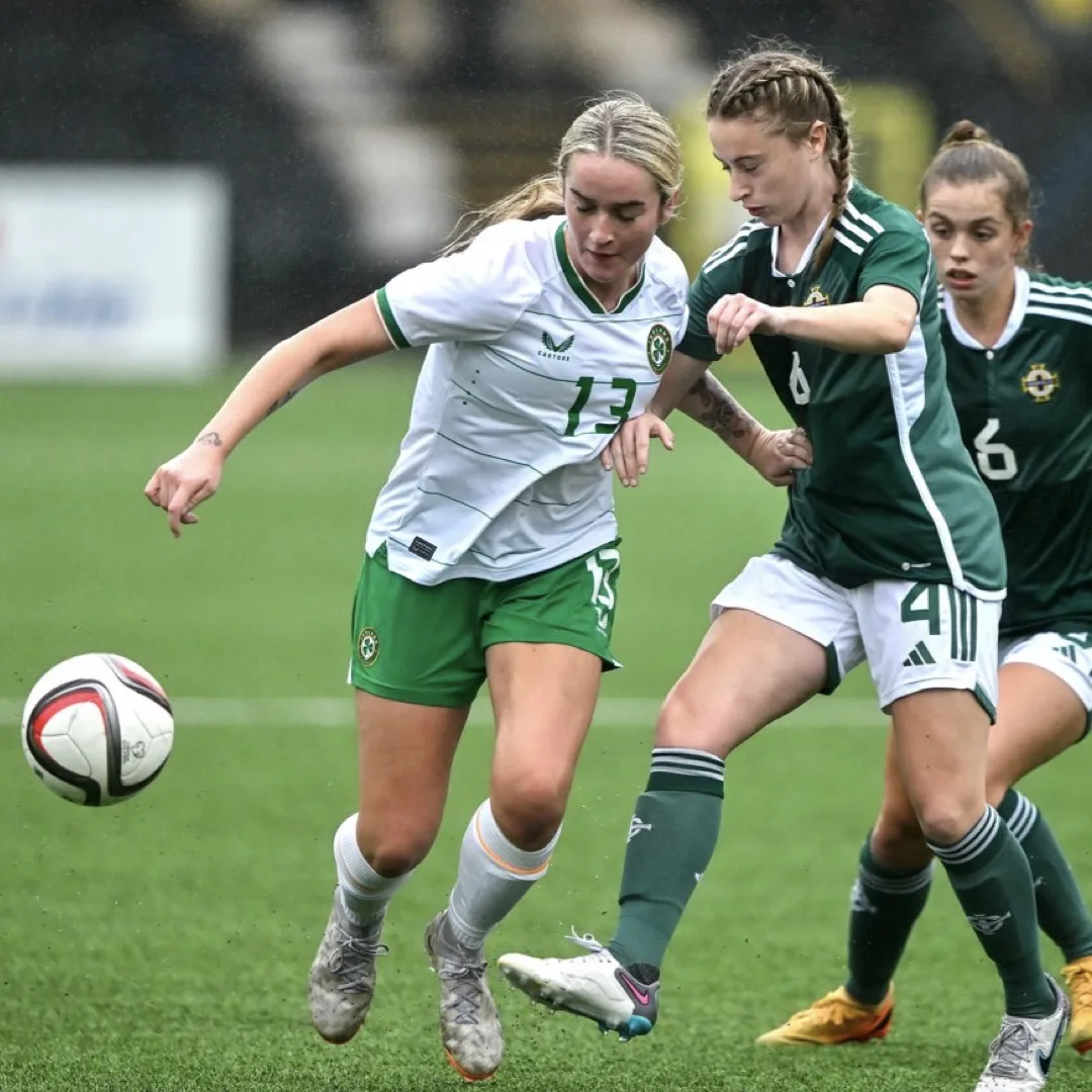 Ceola and Méabh in action for Ireland U19s