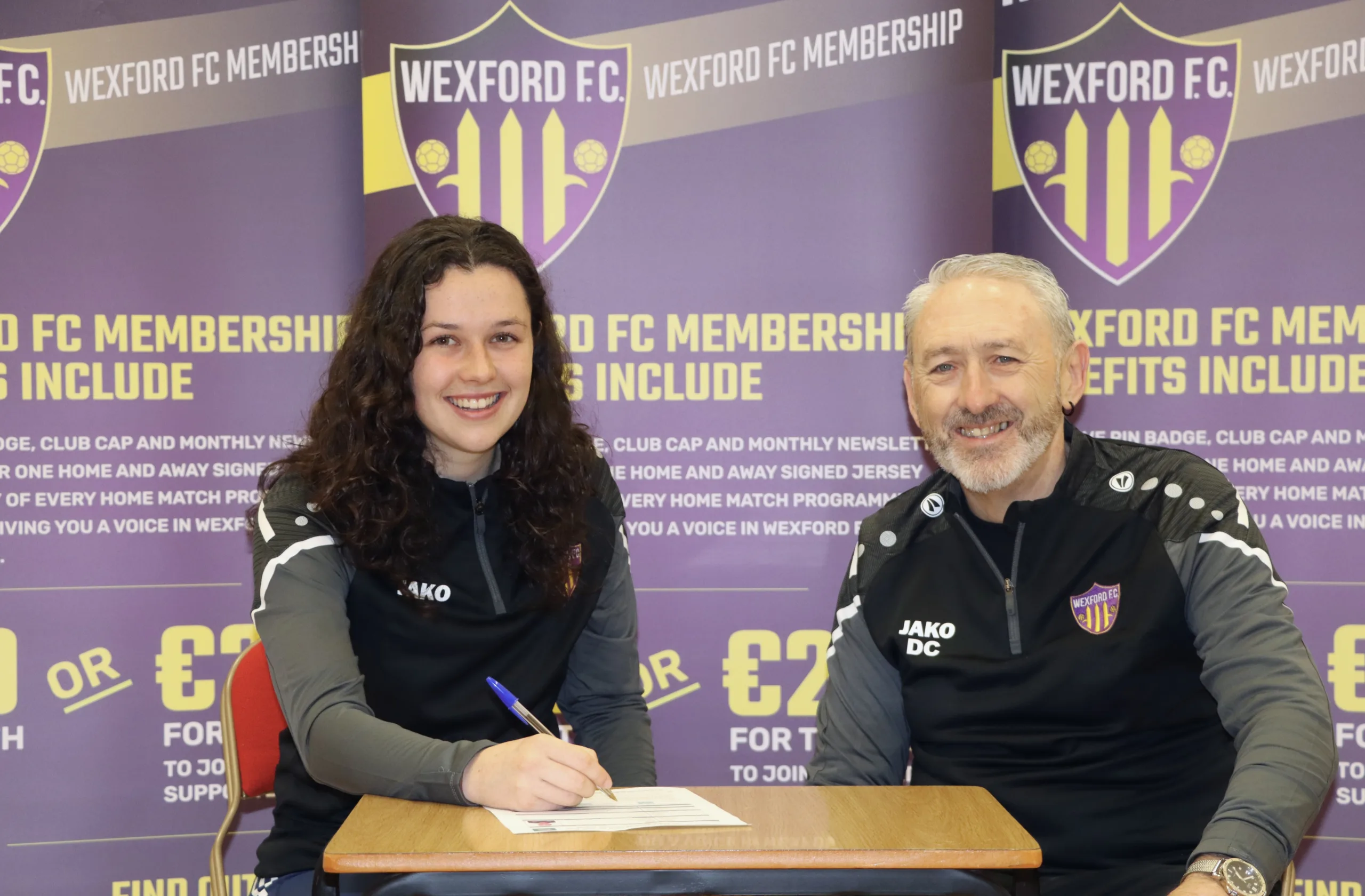 Della pictured with Wexford FC Women Club Secretary Dave Cassin